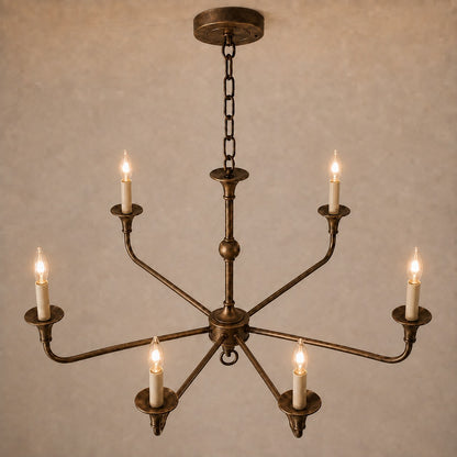Modern Chandelier 5-Head Adjustable Flush Mount Brass E14 Candelabra Bulbs Exposed Design