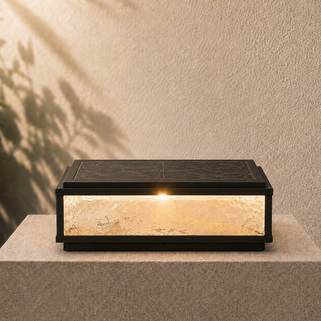 Solar Outdoor Pillar Light Modern Die-Cast Aluminum Wall Mounted LED Dimmable 3000K