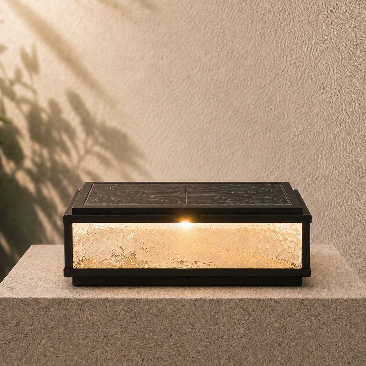 Solar Outdoor Pillar Light Modern Die-Cast Aluminum Wall Mounted LED Dimmable 3000K