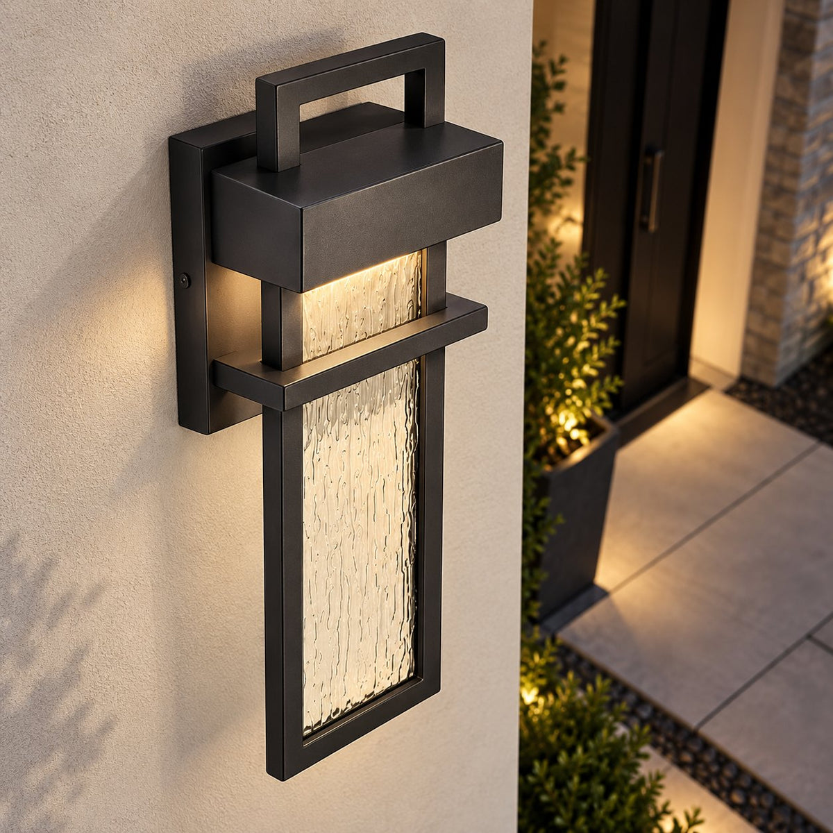 Modern Black Outdoor Wall Light Wall Mounted Aluminum 12W LED Waterproof for Exterior Use