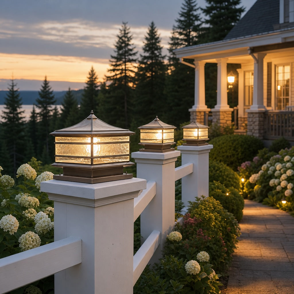 Solar Outdoor Wall Light with Vintage Copper Finish and Waterproof Tempered Glass LED Illumination