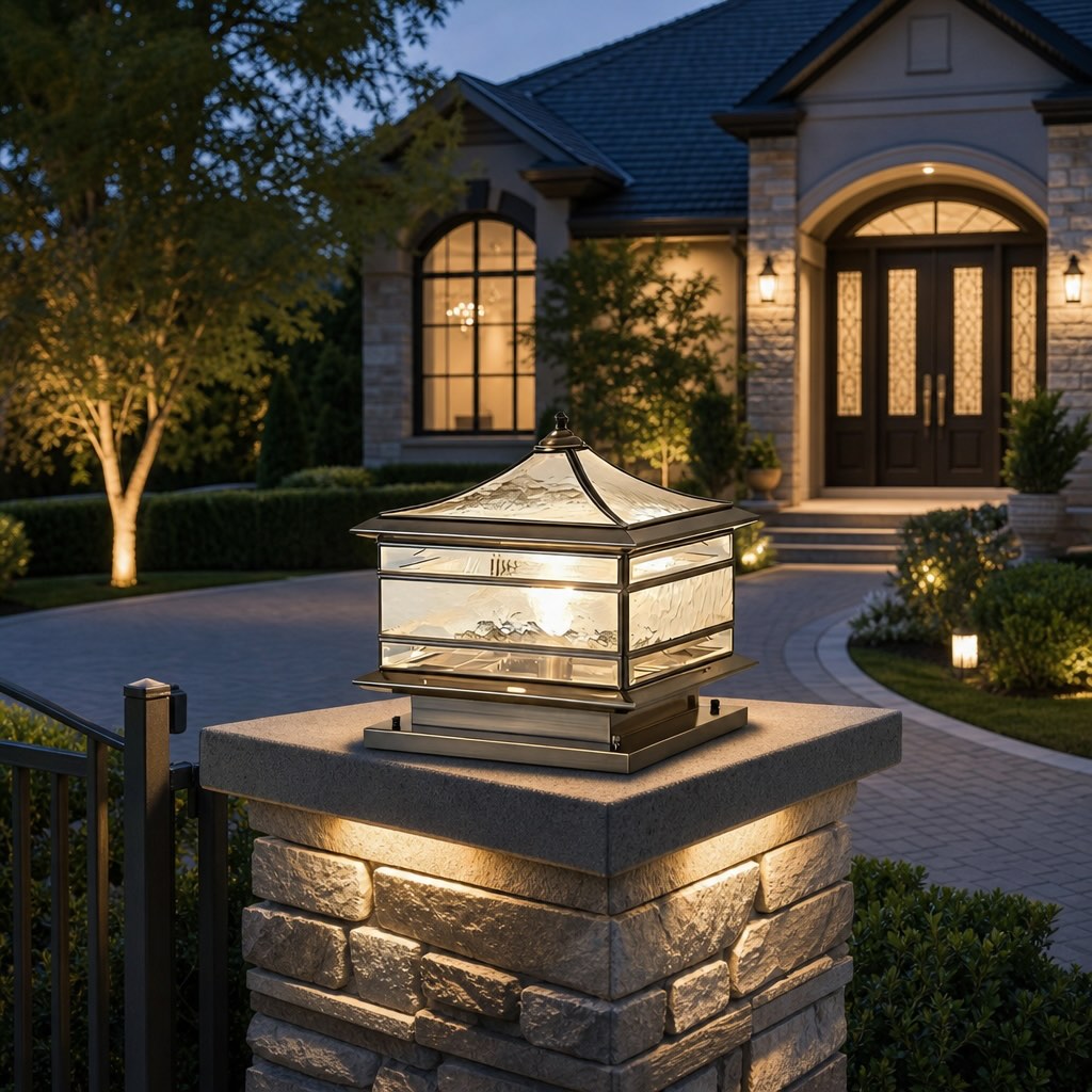 Solar Outdoor Wall Light with Vintage Copper Finish and Waterproof Tempered Glass LED Illumination