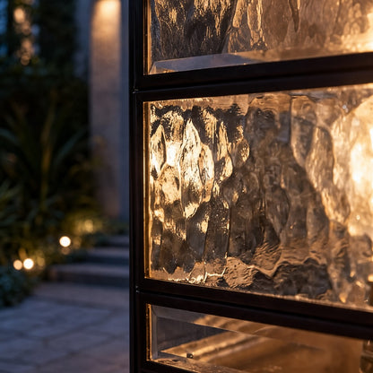Solar Outdoor Wall Light with Vintage Copper Finish and Waterproof Tempered Glass LED Illumination