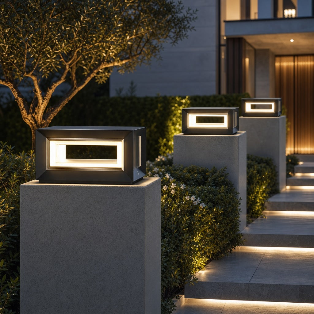 Modern Outdoor Wall Light Stainless Steel Waterproof LED Solar Adjustable Landscape Lighting