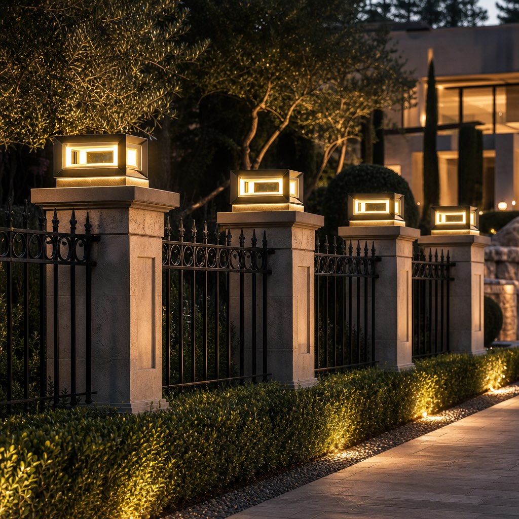 Modern Outdoor Wall Light Stainless Steel Waterproof LED Solar Adjustable Landscape Lighting