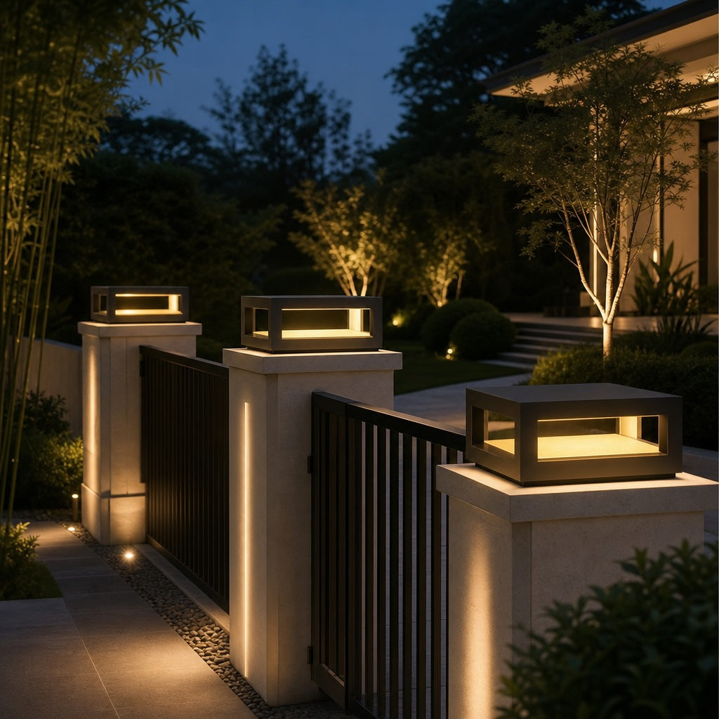 Modern Outdoor Wall Light Stainless Steel Waterproof LED Solar Adjustable Landscape Lighting