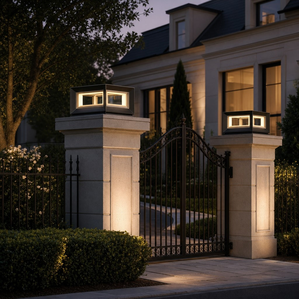 Modern Outdoor Wall Light Stainless Steel Waterproof LED Solar Adjustable Landscape Lighting