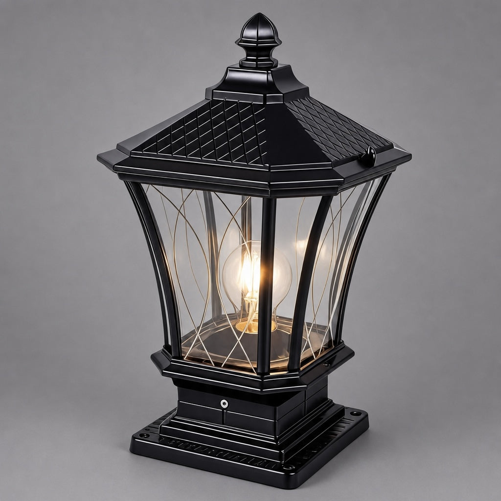 Elegant Solar Outdoor Post Light Octagonal Glass Shade Aluminum Waterproof LED 5W