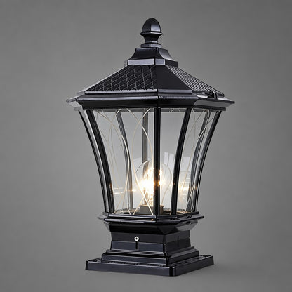 Elegant Solar Outdoor Post Light Octagonal Glass Shade Aluminum Waterproof LED 5W