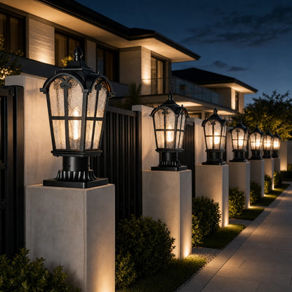 Modern Outdoor Wall Light Dimmable Iron Metal Clear Glass Shade for Garden and Outside Use