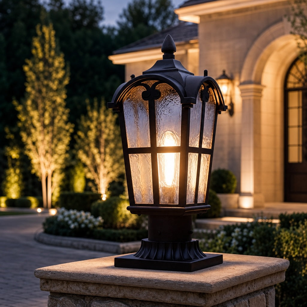 Modern Outdoor Wall Light Dimmable Iron Metal Clear Glass Shade for Garden and Outside Use