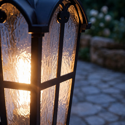 Modern Outdoor Wall Light Dimmable Iron Metal Clear Glass Shade for Garden and Outside Use