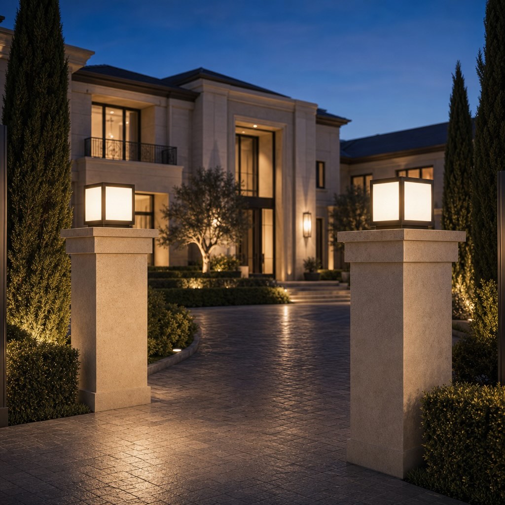Solar Outdoor Wall Light Modern Square Stainless Steel LED Fixture with Dimmable Function