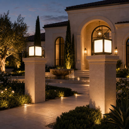 Solar Outdoor Wall Light Modern Square Stainless Steel LED Fixture with Dimmable Function