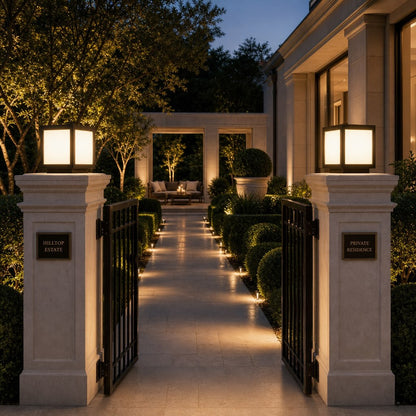 Solar Outdoor Wall Light Modern Square Stainless Steel LED Fixture with Dimmable Function