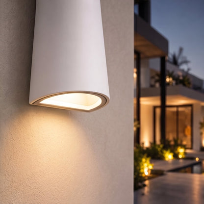 Modern Outdoor Wall Light Fixture Waterproof Hardwired Metal Acrylic LED Torch Design
