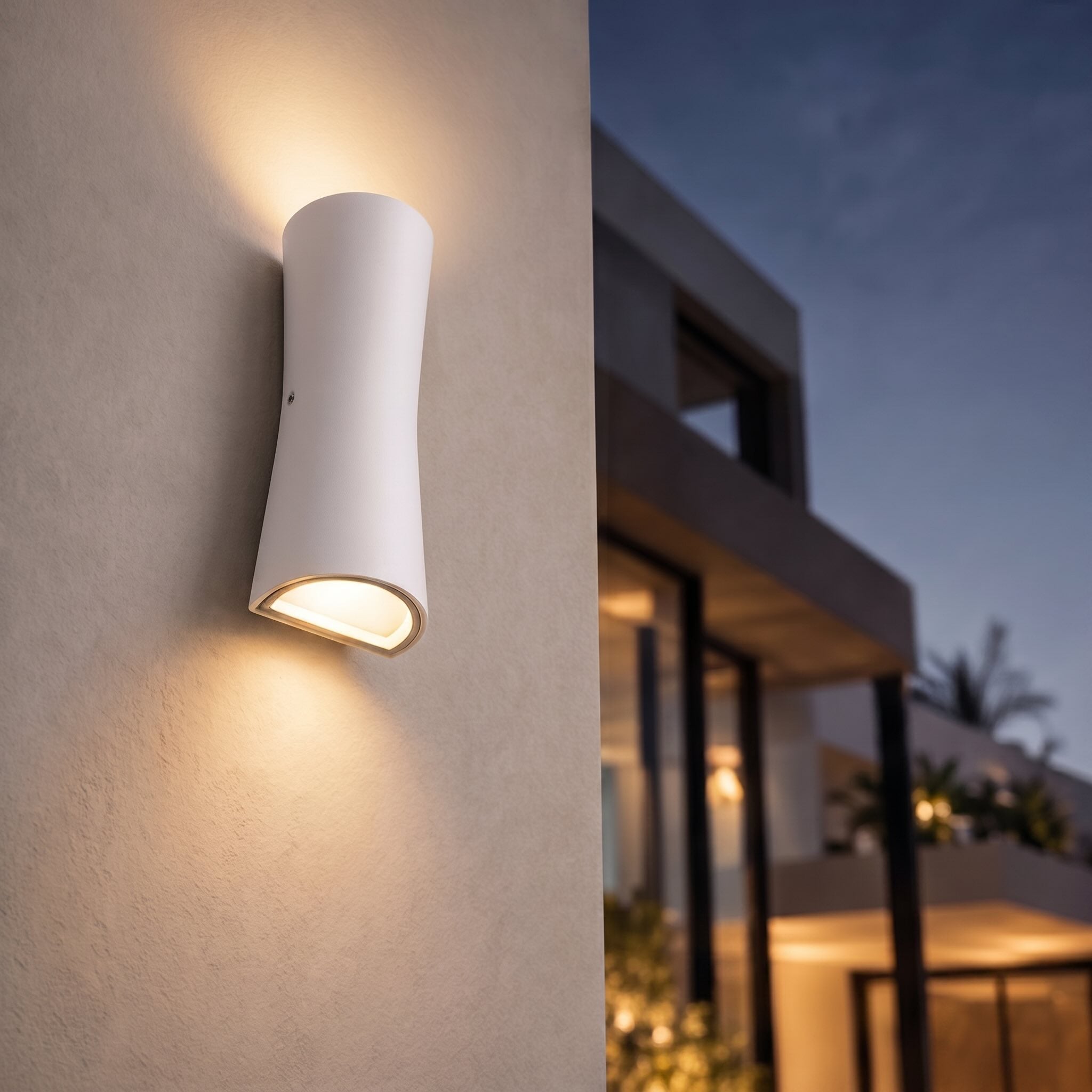 Modern Outdoor Wall Light Fixture Waterproof Hardwired Metal Acrylic LED Torch Design