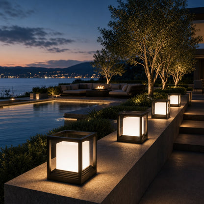 Modern Solar Garden Light Aluminum Dual Power Waterproof Outdoor LED Fixture
