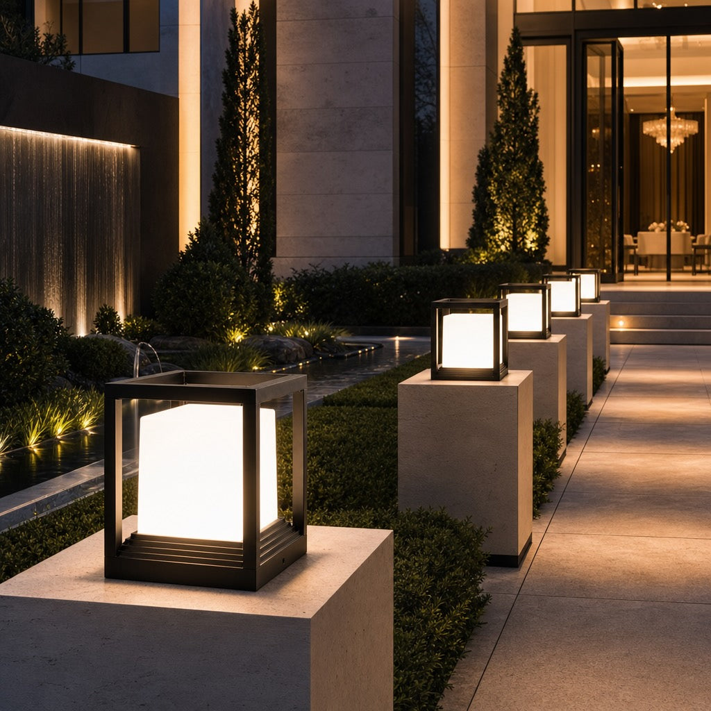 Modern Solar Garden Light Aluminum Dual Power Waterproof Outdoor LED Fixture