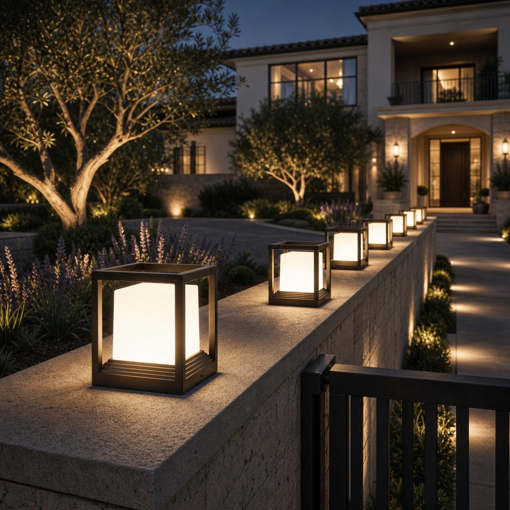 Modern Solar Garden Light Aluminum Dual Power Waterproof Outdoor LED Fixture
