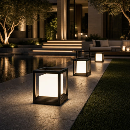 Modern Solar Garden Light Aluminum Dual Power Waterproof Outdoor LED Fixture