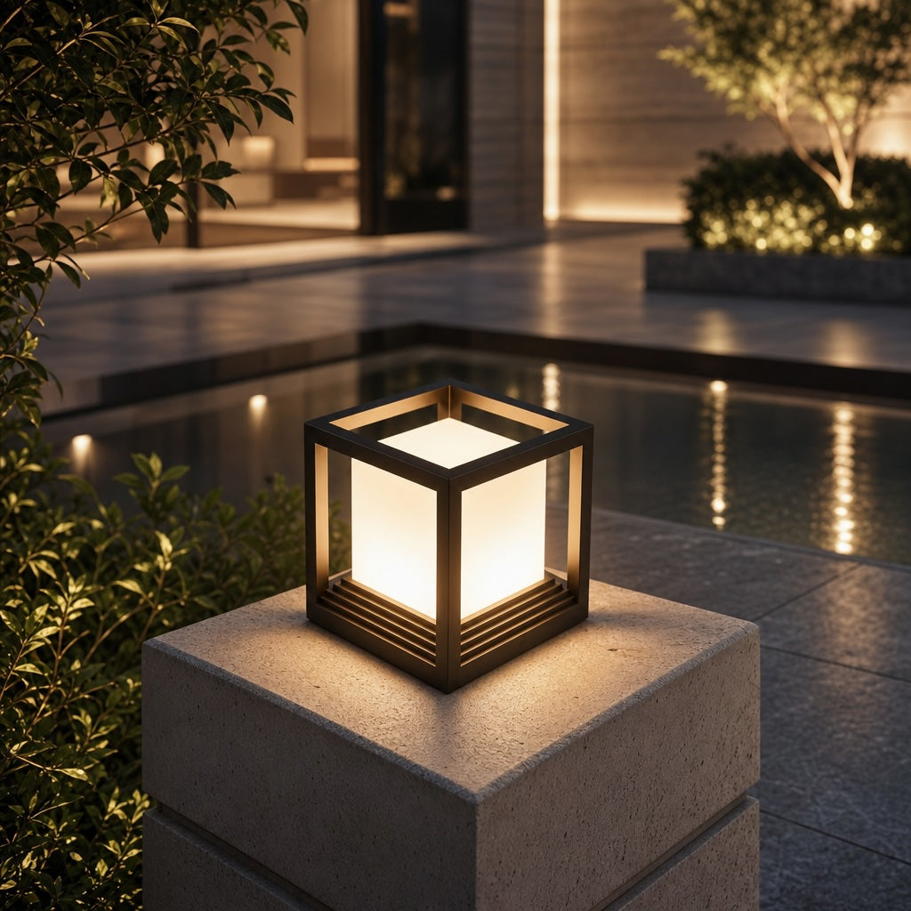 Modern Solar Garden Light Aluminum Dual Power Waterproof Outdoor LED Fixture