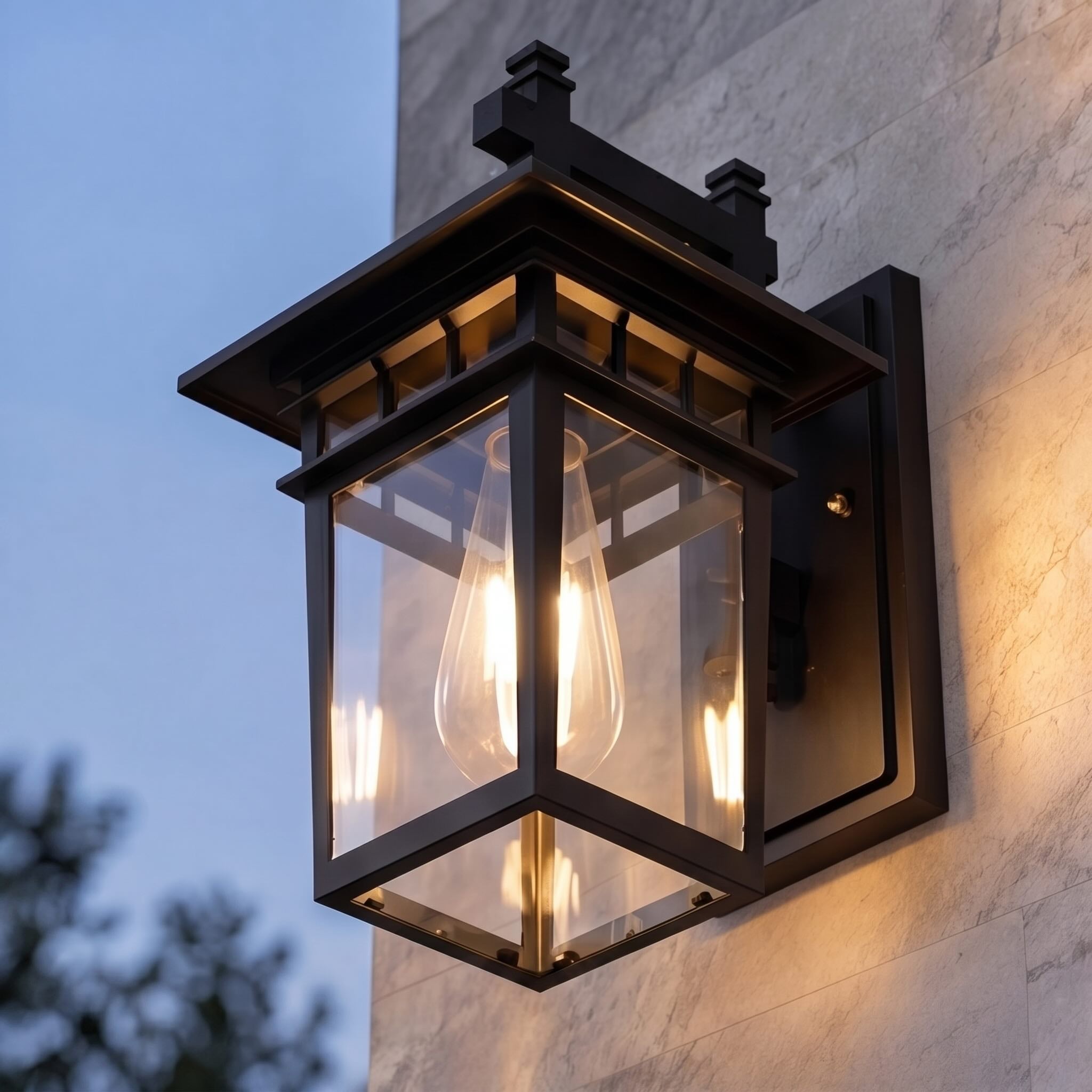 Modern Outdoor Wall Sconce Waterproof Aluminum Glass E27 Bulb for Patio Porch