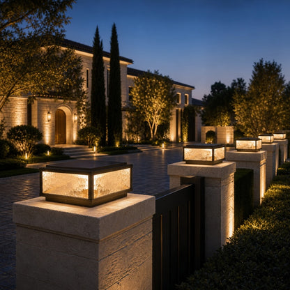 Solar Outdoor Pillar Light Modern Die-Cast Aluminum Wall Mounted LED Dimmable 3000K