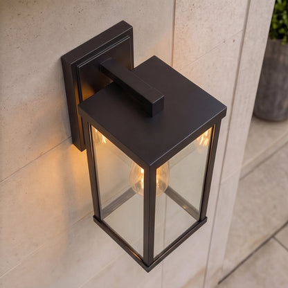 Retro Outdoor Wall Light Aluminum Waterproof Wall Mounted Glass LED Compatible Sconce 60W