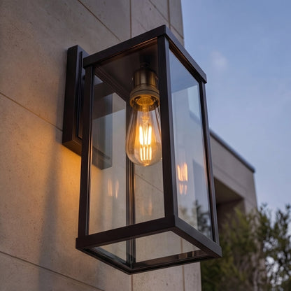 Retro Outdoor Wall Light Aluminum Waterproof Wall Mounted Glass LED Compatible Sconce 60W