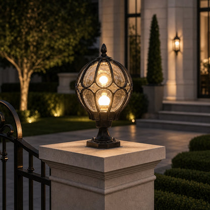 Modern Outdoor Pillar Light Wall Mounted Aluminum Base Clear Glass Shade IP65 Rated Adjustable Size