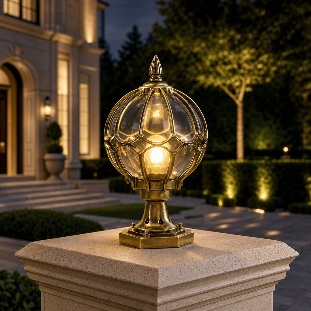 Modern Outdoor Pillar Light Wall Mounted Aluminum Base Clear Glass Shade IP65 Rated Adjustable Size