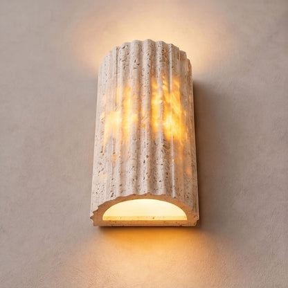 Rustic Minimalist Outdoor Wall Light Wall Mounted Natural Yellow Travertine Integrated LED