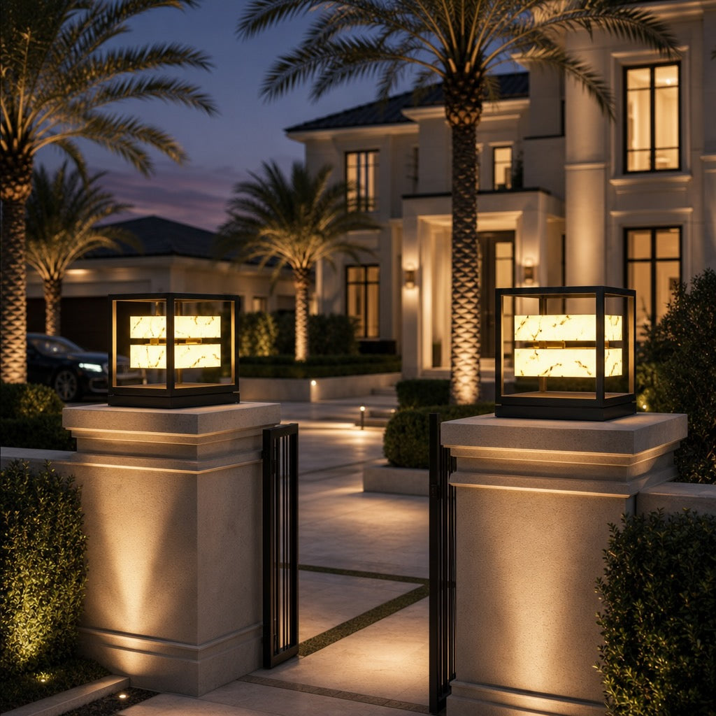 Solar Powered Modern Square Outdoor Deck Light Waterproof Stainless Steel LED Garden Fixture