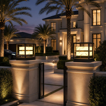 Solar Powered Modern Square Outdoor Deck Light Waterproof Stainless Steel LED Garden Fixture