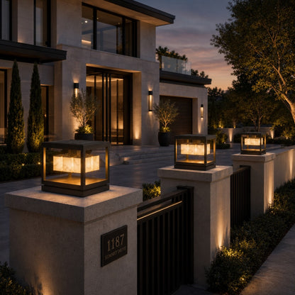 Solar Powered Modern Square Outdoor Deck Light Waterproof Stainless Steel LED Garden Fixture