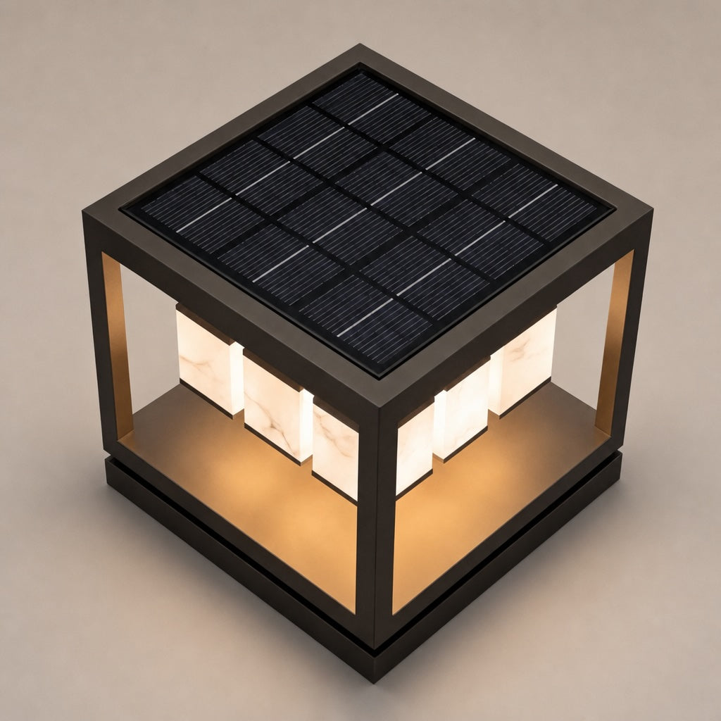 Solar Powered Modern Square Outdoor Deck Light Waterproof Stainless Steel LED Garden Fixture