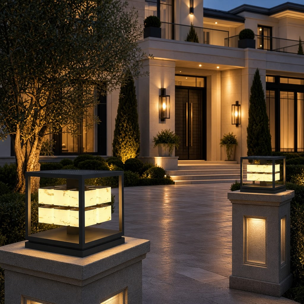 Solar Powered Modern Square Outdoor Deck Light Waterproof Stainless Steel LED Garden Fixture