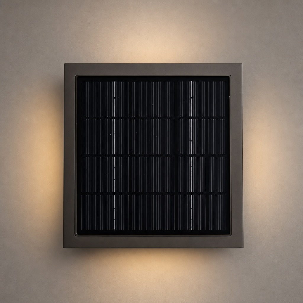 Solar Powered Modern Square Outdoor Deck Light Waterproof Stainless Steel LED Garden Fixture