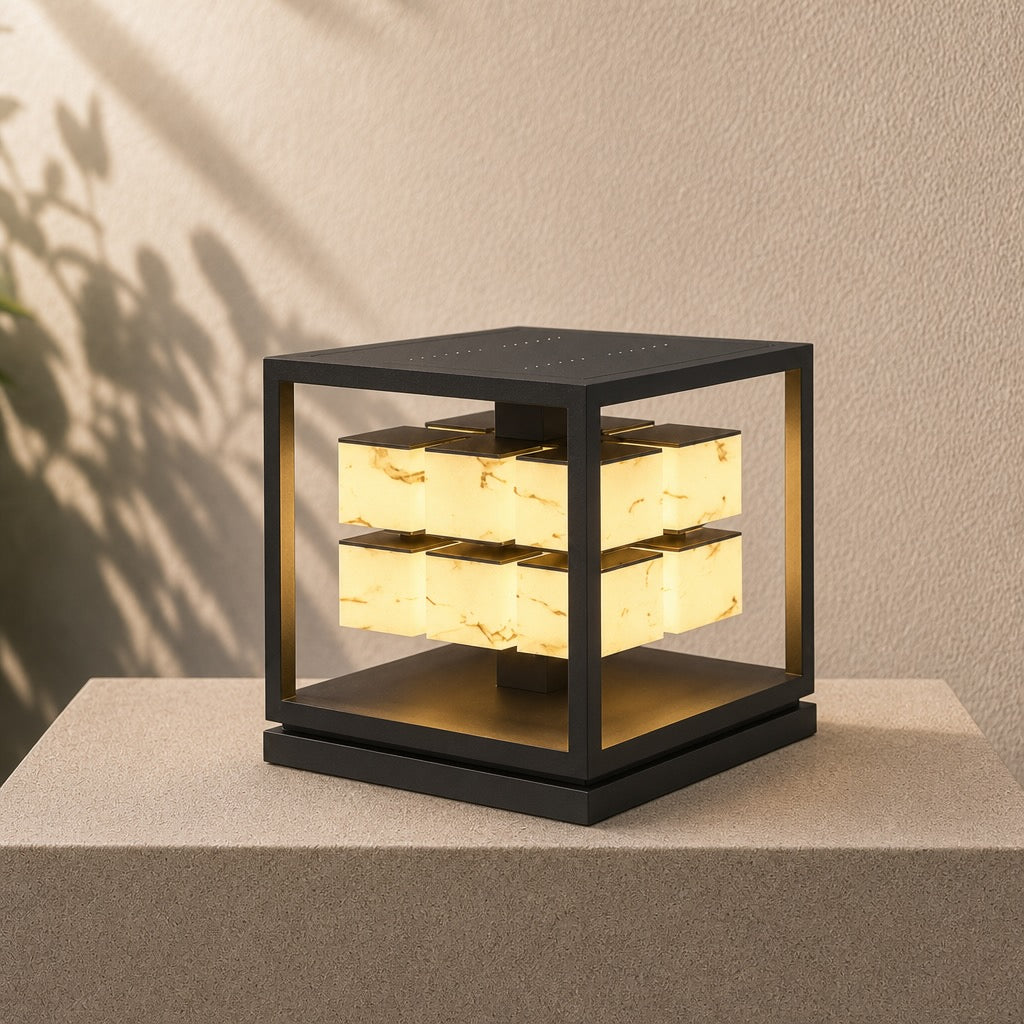 Solar Powered Modern Square Outdoor Deck Light Waterproof Stainless Steel LED Garden Fixture