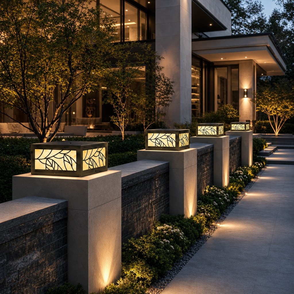 Modern Square Outdoor Wall Light Waterproof Stainless Steel LED Fixture for Garden Pathways