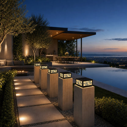 Modern Square Outdoor Wall Light Waterproof Stainless Steel LED Fixture for Garden Pathways