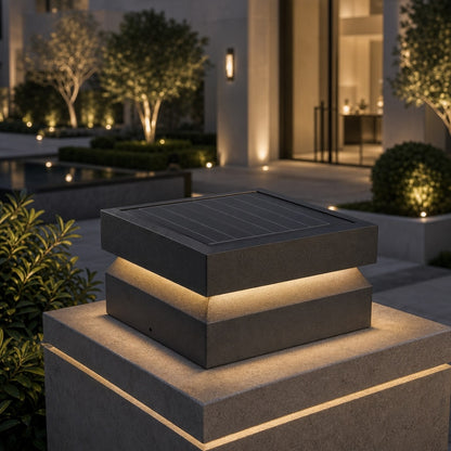 Modern Square Outdoor Post Light Waterproof Stainless Steel LED Hardwired Solar Options 9.8 11.8 15.7