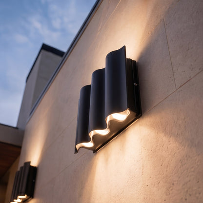 Modern Outdoor Wall Light Up Down Wall Mounted Die-Cast Aluminum LED Clear Glass IP65 Rated