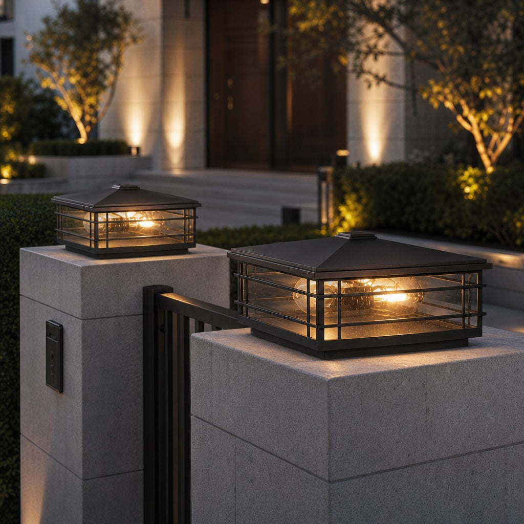 Modern Outdoor Wall Light IP54 Rated Aluminum Alloy with Transparent Glass Shade E27 Bulb Base
