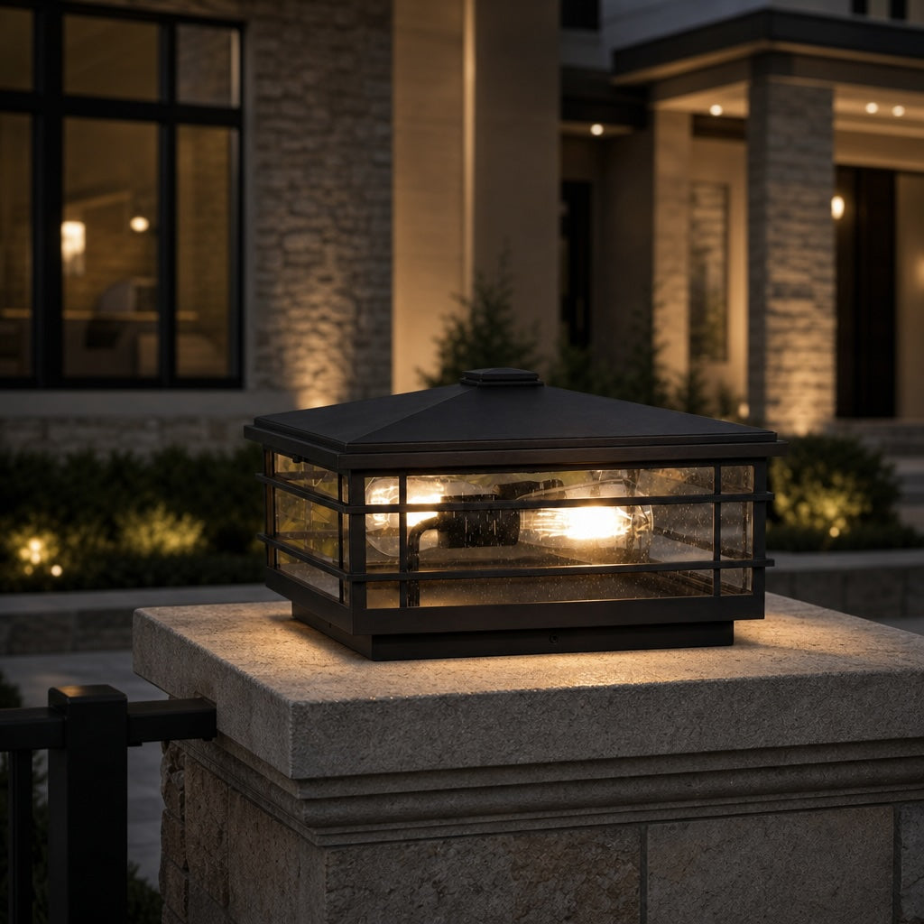 Modern Outdoor Wall Light IP54 Rated Aluminum Alloy with Transparent Glass Shade E27 Bulb Base