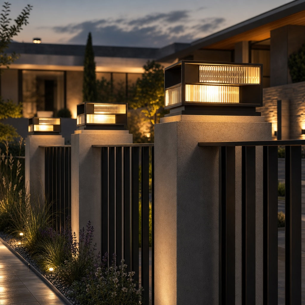 Modern Solar Pillar Light Adjustable Height Stainless Steel LED Waterproof Outdoor Fixture