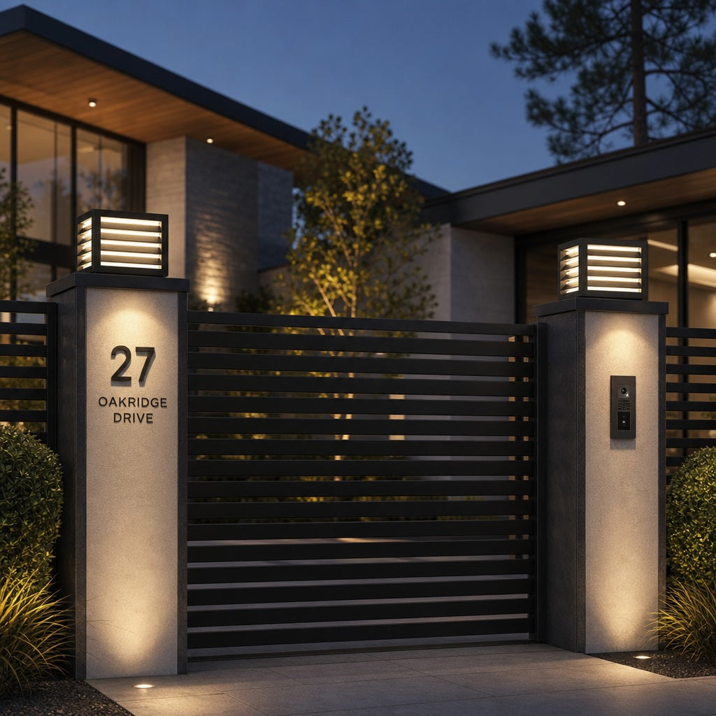 Solar Outdoor Pillar Light Waterproof Aluminum Wall Mounted LED with Warm White Illumination