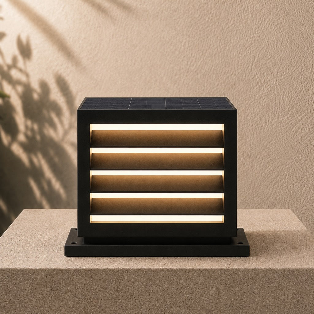 Solar Outdoor Pillar Light Waterproof Aluminum Wall Mounted LED with Warm White Illumination