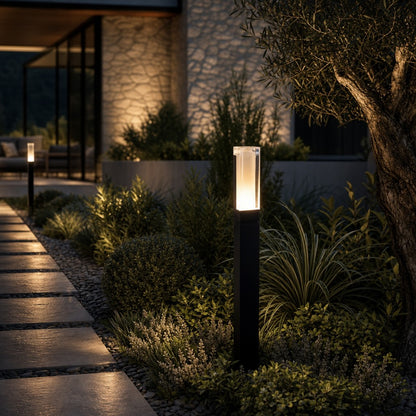 Modern Black Bollard Light Outdoor Ground Mounted Die-Cast Aluminum LED Waterproof 3000K